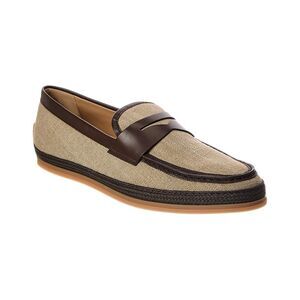 Tod's Tess Leather & Canvas Moccasin, Tan